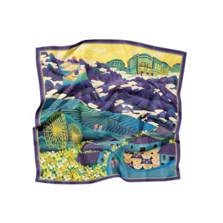 Khăn lụa vuông 2 mặt Sapa tím  90x90 cm 